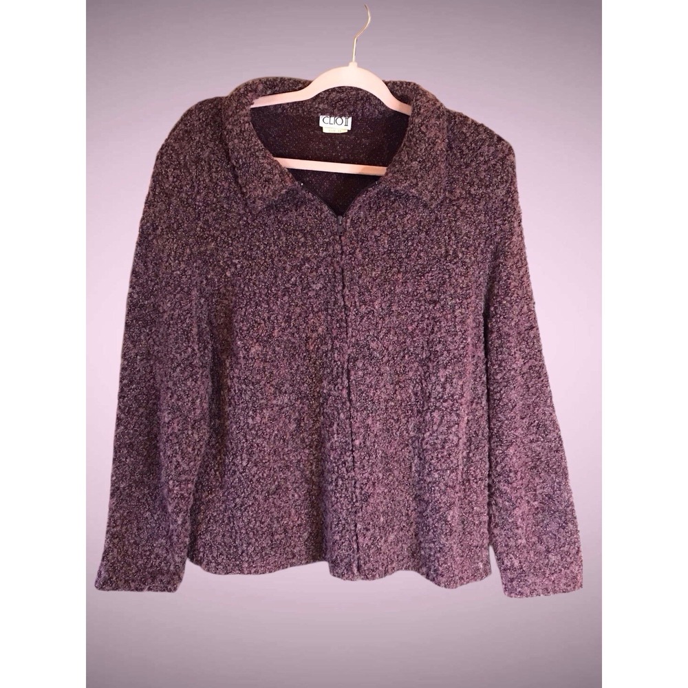 VTG Clio II Women's Jacket Front Zip Up Top jacket wool Cottagecore Grandma Sz L
